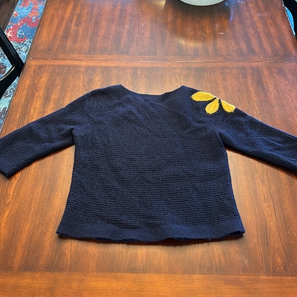 Anthropologie troubadour 100% Wool Bloom Navy Sweater - Picture 9 of 9